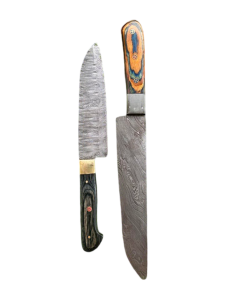 CUSTOM HANDMADE CARBON STEEL CHEF KNIVES SET 2 Pcs, (CKN-13)