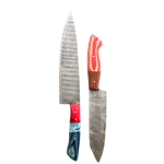 CUSTOM HANDMADE CARBON STEEL CHEF KNIVES SET 2 Pcs, (CKN-21)