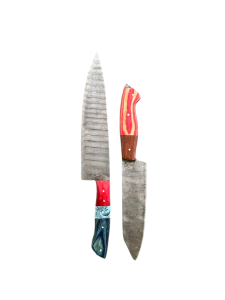 CUSTOM HANDMADE CARBON STEEL CHEF KNIVES SET 2 Pcs, (CKN-21)