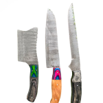 Handmade Damascus Chef Knife Set – 3-Piece Custom Collection, (CKN-24)