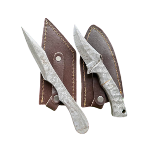 Two Damascus-Style Fixed Blade Knives Set (SKN-100)